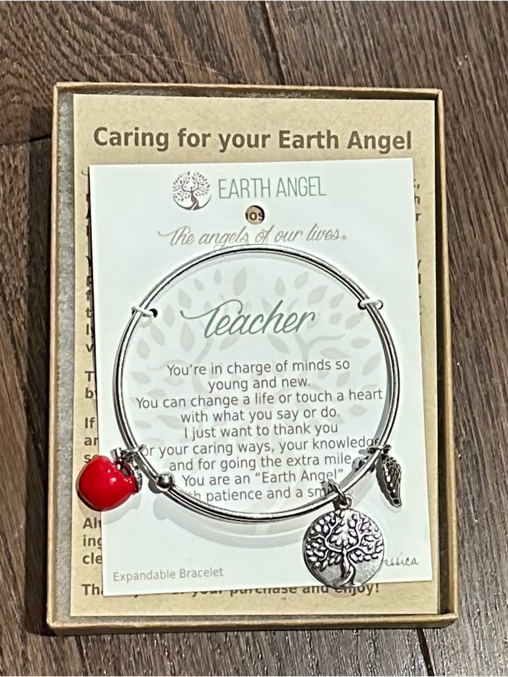 Earth Angel Teacher Expandable‎ Bracelet - with Charms